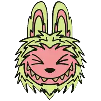 a cartoon drawing of a bunny with a big smile
