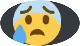 a yellow smiley face with a blue tear coming out of it .