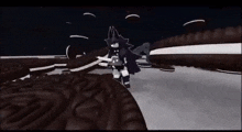 a black and white cartoon character is standing next to a large oreo cookie .