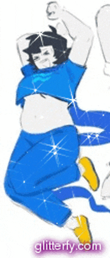 a cartoon of a person jumping in the air with the website glitterfy.com visible