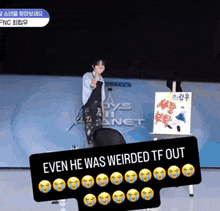 a sign that says even he was weird tf out