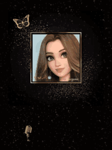 a black background with a picture of a girl with arabic writing