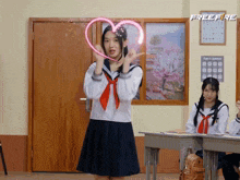 a girl in a school uniform stands in front of a sign that says " days to japanese "