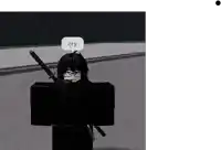 a black and white image of a person with a sword and a speech bubble that says cry