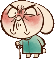 a cartoon rabbit with a cane has an angry look on his face
