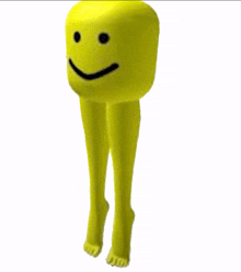 a yellow block with a smiley face and legs