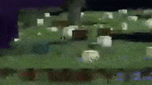 a video game scene with a lot of blocks and grass