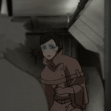 a cartoon drawing of a woman in a trench coat