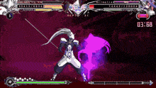 a video game screen shows a character named hakumen