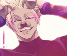 a drawing of a man wearing a dog mask with his tongue out