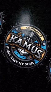 the word kamus that is on a circular object