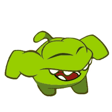 laughing om nom cut the rope haha happy