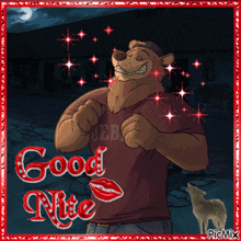 a greeting card with a bear and the words good night