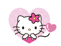 hello kitty with a flower on her head is in a heart