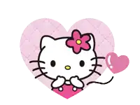 hello kitty with a flower on her head is in a heart