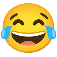 a laughing smiley face with tears coming out of its eyes