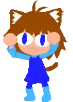 a pixel art of a girl with cat ears and a tail
