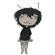 a black and white drawing of a person with a cross necklace