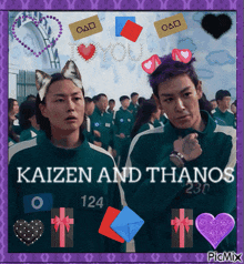 a picture of kaizen and thanos with a cat headband