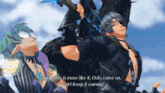a video game character is saying now this is more like it ooh come on yeah keep it coming