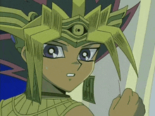 a close up of a cartoon character with a crown on his head