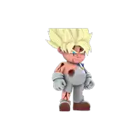 a cartoon character with a yellow hair and a white shirt