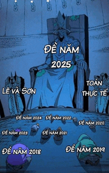 a cartoon of a king sitting on a throne with the year 2025 written on it