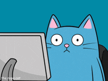 a cartoon of a cat looking at a computer screen with the caption " the nope cat "