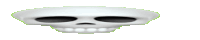 a white skull with black eyes and white teeth is on a white background .