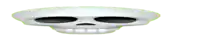a white skull with black eyes and white teeth is on a white background .