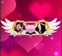a picture of a man and woman with wings and a heart