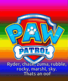 paw patrol ryder chase zuma rocky