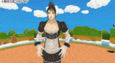 a cartoon character in a maid outfit with chinese writing on the bottom right