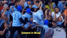 new york city fc cheers in blue blue cheers cheering