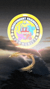 a logo for the independent friendship community with a dragon on it