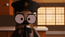 a cartoon of a police officer with a star on his hat