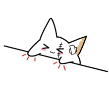 a cartoon drawing of a cat with a bandage on its ear