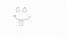 a child 's drawing of a smiley face with a stick out tongue