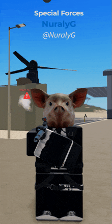 a picture of a pig with a gun and the words special forces on the top