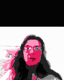 a pixel art of a woman 's face with a black background