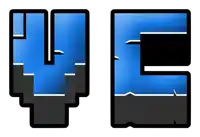 a blue and black letter y and e with a white background