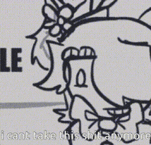 a black and white drawing of a person with the words `` i cant take this shit anymore '' written on it .