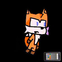 a cartoon of a fox with a purple bow on its head