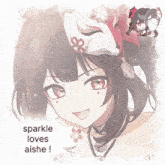 a picture of a girl with the words sparkle loves aishe