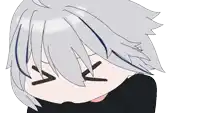 a drawing of a girl with gray hair and blue streaks