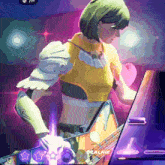 a woman playing a guitar in a video game with the name realnie