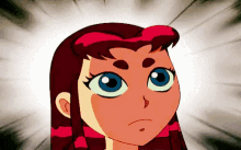 a close up of a cartoon character 's face