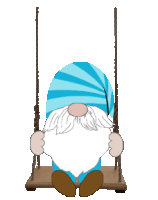 Animated Gnome On Swing Swinging Gnome Sticker - Animated Gnome On Swing Swinging Gnome Stickers