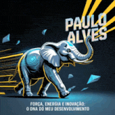 a poster for paulo alves shows an elephant on the cover