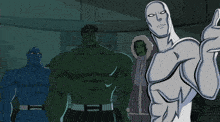 a group of superhero characters including the hulk and silver surfer